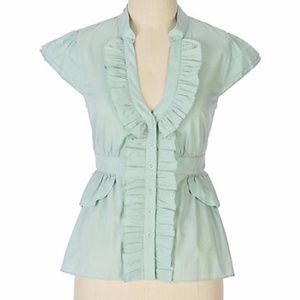 Blue Anthropologie Odille “Esja” top- Size S (EUC)